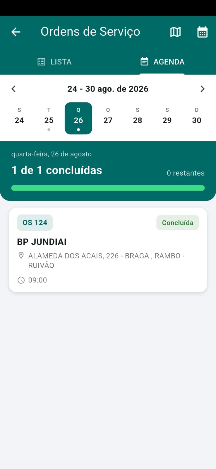Agenda de atendimentos no aplicativo TaskCheck