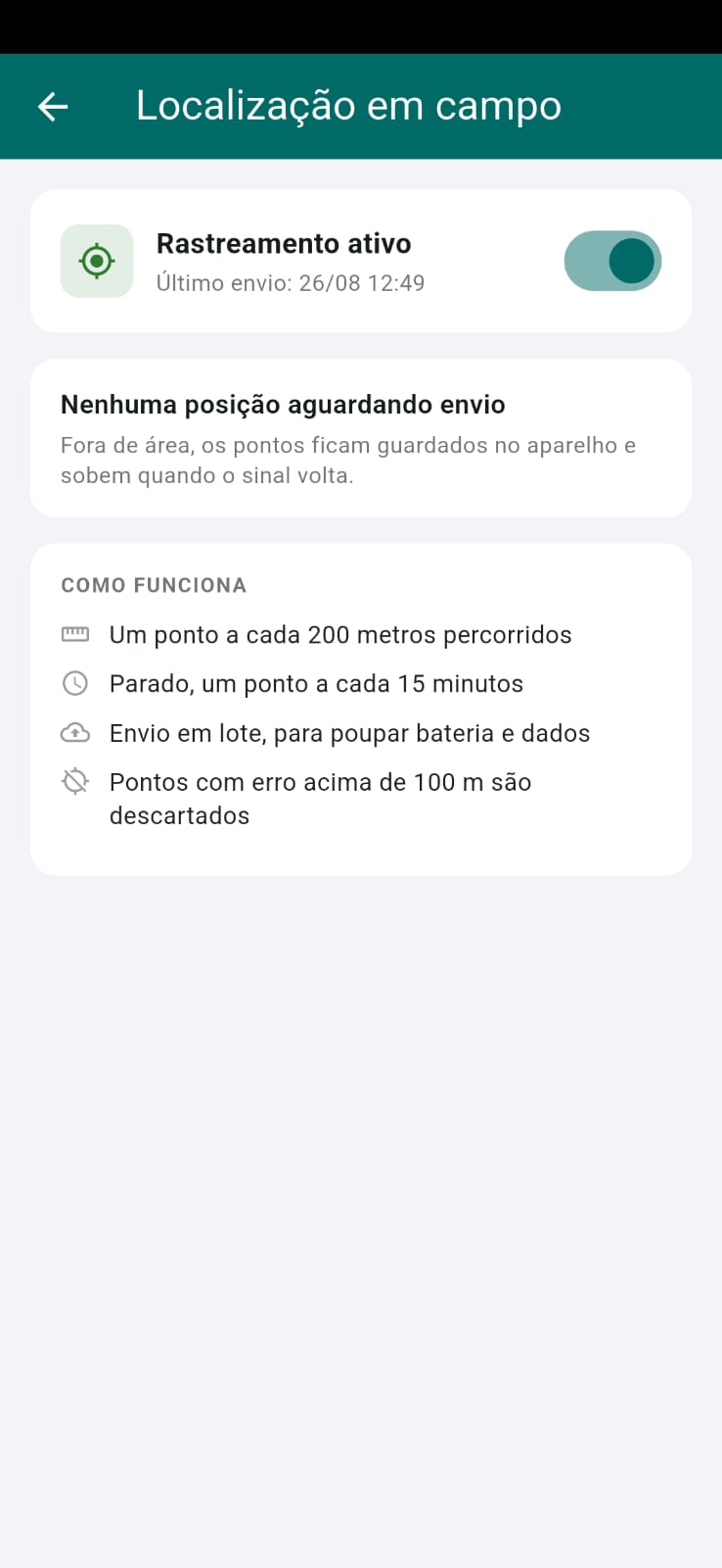 Busca por localização no aplicativo TaskCheck