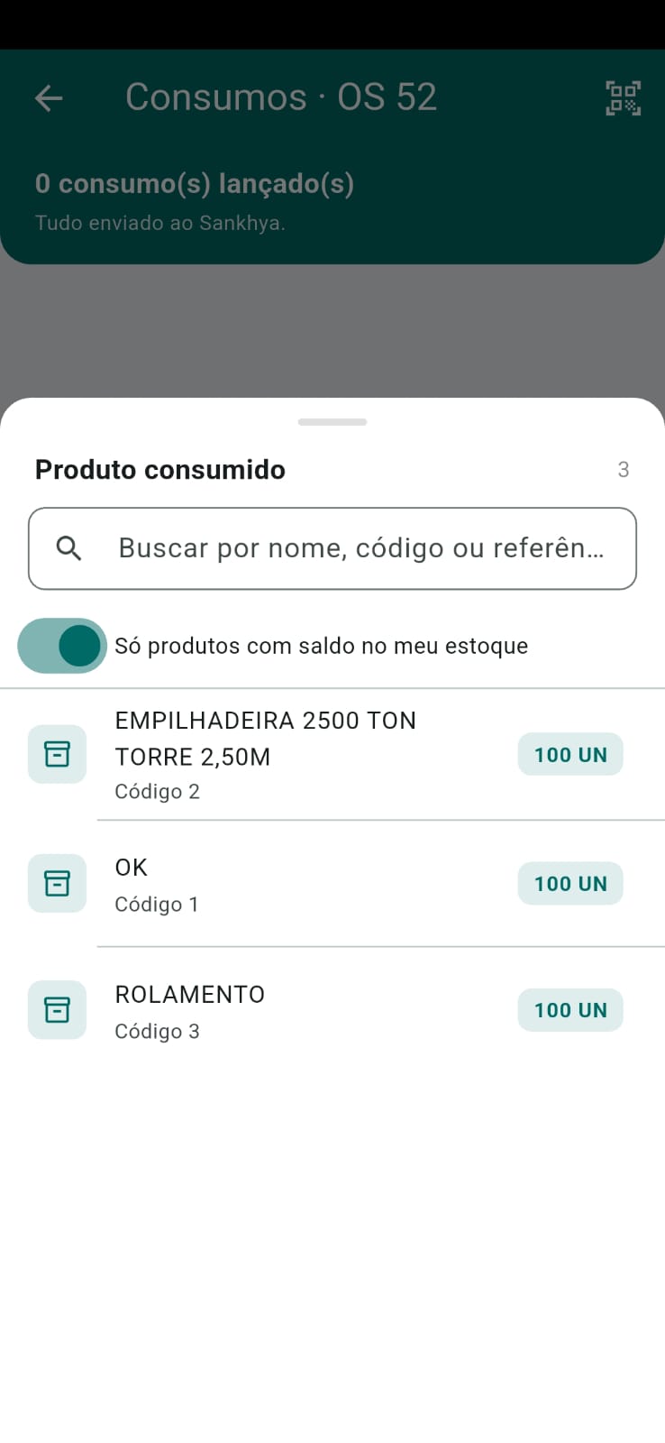 Lançamento de consumo no aplicativo TaskCheck